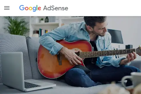 구글-애드센스-홈페이지-화면-기타치는-남자